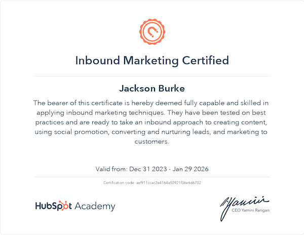 Inbound Marketing Certification_HubSpot_01.2026